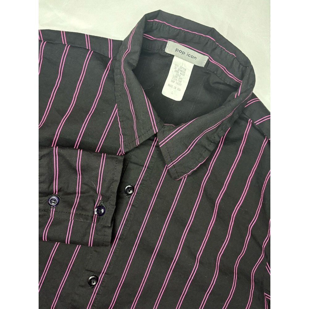 Vintage Pop Icon Shirt Men Large Long Sleeve Button Up Rave Disco Made in USA 90